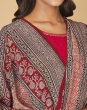 Maroon Silk Printed Dupatta