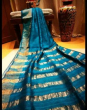 Tussar blue , multi color Silk Saree