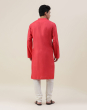 Red Viscose Silk Woven Long Kurta
