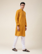 Mustard Cotton Dobby Slim Fit Long Kurta