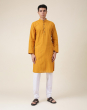 Mustard Cotton Dobby Slim Fit Long Kurta