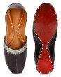 Brown Leather Embroidered Juttie