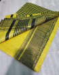Tussar Ghicha Yellow Silk Saree