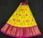 Pochampally Ikat malticolor, Yellow Silk Lehenga