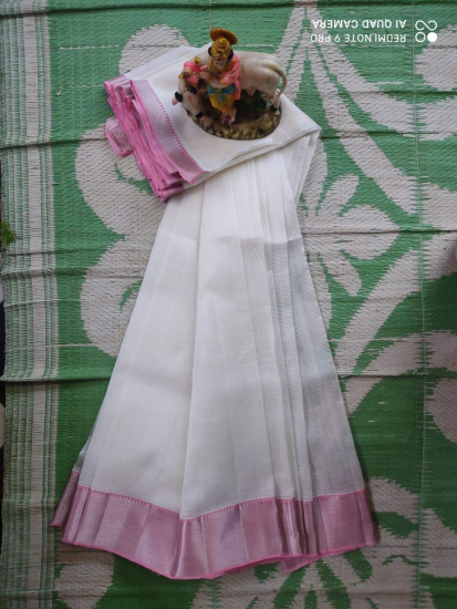Mangalagiri  White Silk Saree