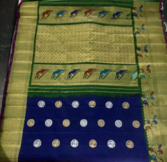 100% Pure Gadwal  Green ,  multi Silk Saree