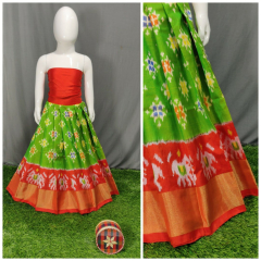 Ikat Green Lehenga Dress Material