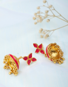 Silver Gold Plated Jhumka Earrings