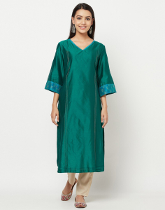 Cotton Silk Printed Long Kurta