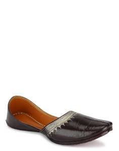 Brown Leather Embroidered Juttie