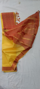 Mangalgiri Cotton  Yellow Saree