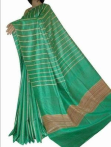 Tussar Ghicha Green  Silk Saree
