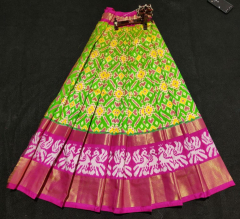 Pochampally Green  Ikat Silk Lehenga