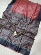 Tussar Ghicha Pink, Yellow Silk Saree