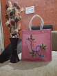 Jute Bags With Hand Embroidery (Pink-Flower)