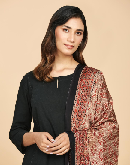 Red Modal Ajrakh Printed Dupatta