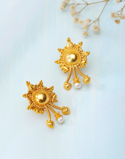 Silver Golden Plated Stud Earrings