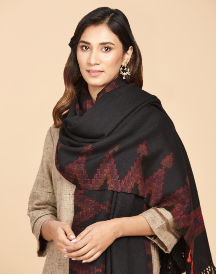 Pink Wool Hand Woven Shawl