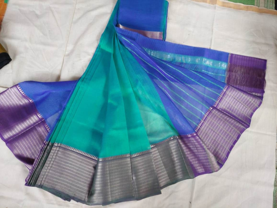Blue Mangaldiri Silk Saree